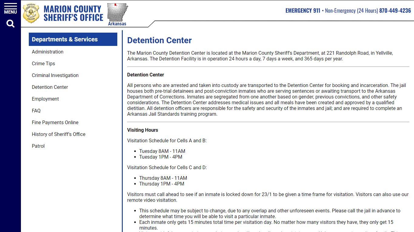 Detention Center | Marion County Sheriff AR